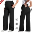 thumbnail image 1 of Tqyyweavej Women's Maternity Pants Butt Lifting Over The Belly Casual Pants Stretch Straight Leg Work Pants with Pockets, Black, 1 of 8