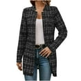 thumbnail image 1 of Tqyyweavej Women's Open Front Herringbone Blazer Business Casual Long Sleeve Work Jacket with Padded Shoulders, 1 of 4
