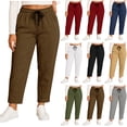 thumbnail image 1 of Tqyyweavej Women's Plus Corduroy Pants Drawstring Wide Leg Loose Tapered Trousers Oversized Solid Color Pants with Pockets Gifts for Women, 1 of 8