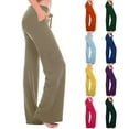 thumbnail image 1 of Tqyyweavej Women's Plus Yoga Pants Wide Leg Stretchy Drawstring Casual Pants Loose Solid Color Fit Yoga Pants Women with Pockets, 1 of 10