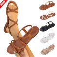 thumbnail image 1 of Tqyyweavej Women's Strappy Flat Sandals Open Toe Ankle Strap Casual Sandals Slip-On Versatile Solid Color Summer Sandals Gifts for Women, 1 of 10