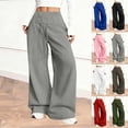 thumbnail image 1 of Tqyyweavej Women's Sweatpants High Rise Drawstring Wide Leg Trousers Solid Color Athletic Workout Straight Leg Pants Size S to 2XL, 1 of 9