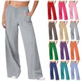 thumbnail image 1 of Tqyyweavej Women's Sweatpants Stretch Wide leg Drawstring Trousers Athletic Lounge Sweat Pants with Pockets Gifts for Women, 1 of 6