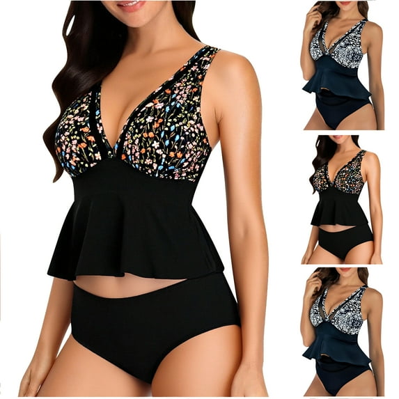 Tqyyweavej Women's Tankini Swimsuit Strap Backless Slim Deep V Neck Bathing Suit Tops and Solid Color Tight Summer Beach Swimmer S-XL