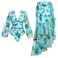 thumbnail image 1 of Tqyyweavej Womens 2 Pieces Swimsuit Sets Deep V Neck Sexy Slim Tops Ruffle Print Long Swim Skirts Gifts for Women Size S to XL, 1 of 9