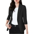 thumbnail image 1 of Tqyyweavej Womens Business Casual Blazers Plus Size 3/4 Sleeve Button Front Work Suit Lapel Office Jacket with Pockets S-4XL, 1 of 8