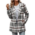 thumbnail image 1 of Tqyyweavej Womens Flannel Plaid Shirt Shacket Jacket Lapel Long Sleeve Button Down Jacket Coats Cardigans with Pockets, 1 of 9