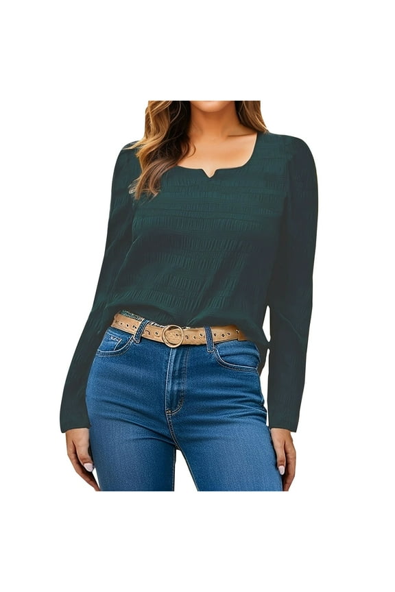 Womens Long Sleeve Shirts Spring Summer Square Neck Blouse Relaxed Fit Lightweight Going Out Pullover Tee Tops