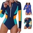 thumbnail image 1 of Tqyyweavej Womens One Piece Swimsuit Tummy Control Long Sleeve Solid Color Swimwear Hooded Casual Bathing Suits with Zip Size S to 2XL, 1 of 10