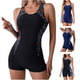 thumbnail image 1 of Tqyyweavej Womens One Piece Swimsuit Tummy Control Strap Solid Color Backless Beach Suits Print Tight Crew Neck Sleeveless Swimwear, 1 of 10