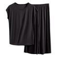 thumbnail image 1 of Tqyyweavej Womens Pajama Sets 2 Piece Short Sleeve Pjs Cute Pajamas Ruffle Lounge Sets Modal Soft Sleepwear Set XL-5XL, 1 of 3