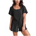 thumbnail image 1 of Tqyyweavej Womens Pajamas 2 Piece Outfits Short Sleeve Sleepwear Loungewear Soft Pajamas Set Casual Lounge Sets, 1 of 6