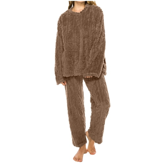 Tqyyweavej Womens Pajamas Set Warm Fleece Pajamas Pullover Pants Loose Loungewear Sherpa Hoodie Sleepwear Winter Clothes