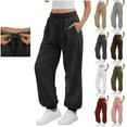 thumbnail image 1 of Tqyyweavej Womens Sweatpant Elastic Waist Wide Leg Lounge Trousers Solid Color Baggy Straight Leg Sweat Pants with Pockets S-2XL, 1 of 10