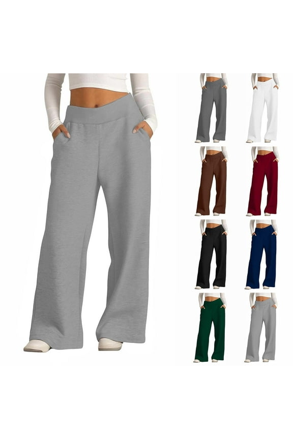Womens Sweatpants Wide Leg Open Bottom Lounge Trousers Athletic Workout Joggers Sweat Pants with Pockets Gifts for Women