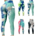 thumbnail image 1 of Tqyyweavej Womens Tie Dye Yoga Pants High Waist Butt Lifting Anti Cellulite Tights Tummy Control Slimming Booty Textured Leggings for Women, 1 of 6