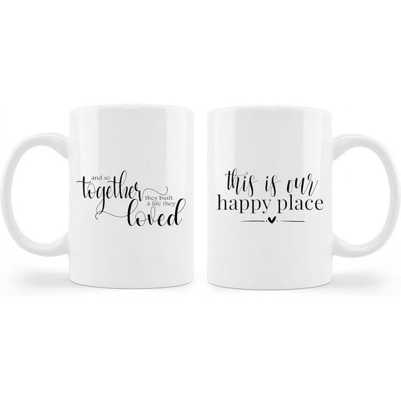 TraQunn Couples Coffee Mugs Set Wedding Engagement Gifts for Couple Newlyweds Just Married Gifts Bride Groom Gifts Couples Gifts for Husband Wife Bridal Shower Engaged Couples Matching Mugs 11 Ounce