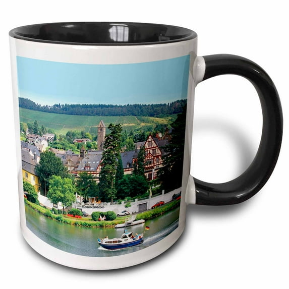 3drose, Traben-trarbach, Mosel River, Germany - Eu10 Mgl0170 - Miva Stock, 15oz Two-tone Black Mug