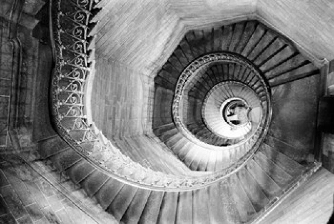 Traboule Staircase Lyon France Canvas Art - Walter Bibikow DanitaDelimont (28 x 19)