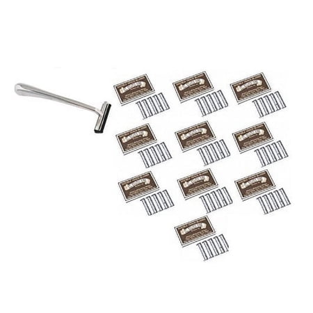 Trac II Chrome Handle + Colonel Ichabod Conk Trac II Razor Blades 10 ct. (Pack of 10) + Facial Hair Remover Spring