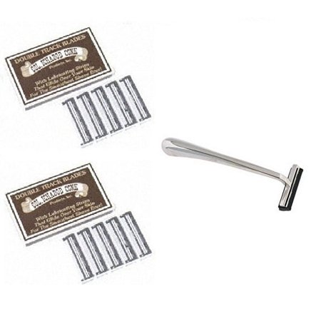 Trac II Chrome Handle + Colonel Ichabod Conk Trac II Razor Blades 10 ct. (Pack of 2) + Facial Hair Remover Spring