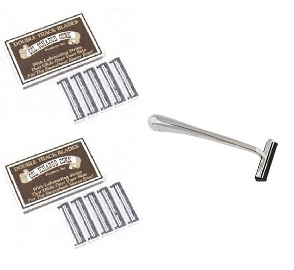 Trac II Chrome Handle + Colonel Ichabod Conk Trac II Razor Blades 10 ct. (Pack of 2) + Schick Slim Twin ST for Dry Skin