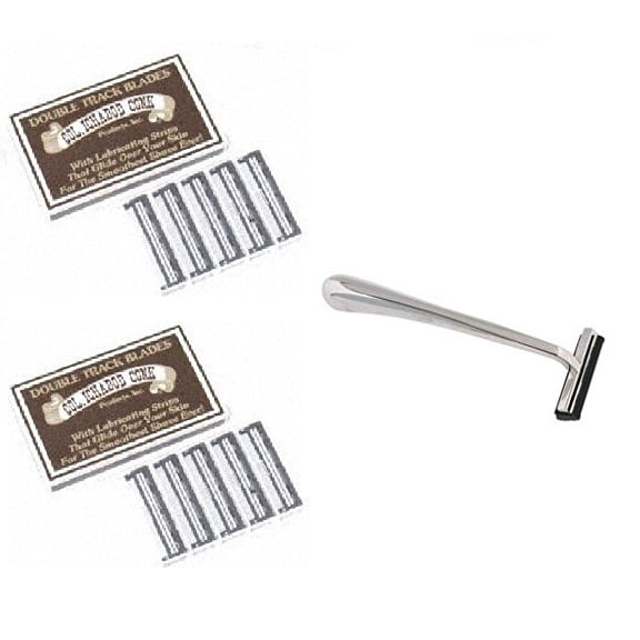 Trac II Chrome Handle + Colonel Ichabod Conk Trac II Razor Blades 10 ct. (Pack of 2) + Schick Slim Twin ST for Dry Skin