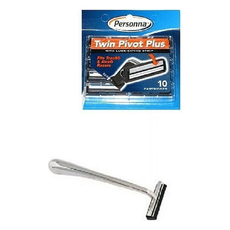 Trac II Chrome Handle + Personna Twin Pivot Plus Razor Cartridges w/ Lubricating Strip for Atra & Trac II Razors 10 ct. + Cat Line Makeup Tutorial