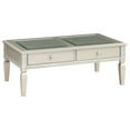 thumbnail image 1 of Trace 48 Inch Coffee Table, Tempered Glass Top, 2 Drawers, Mirror Inserts, 1 of 5
