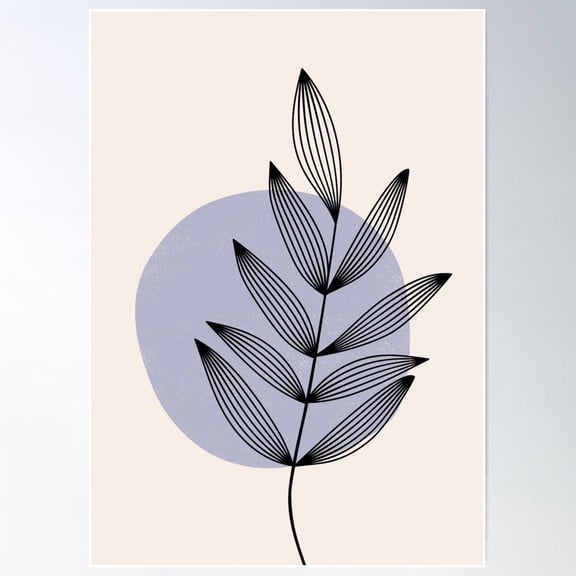 Trace Blue Plants Poster Wall Art, Modern Wall Decor For Living Room Bedroom, 8x12 UNFRAMED