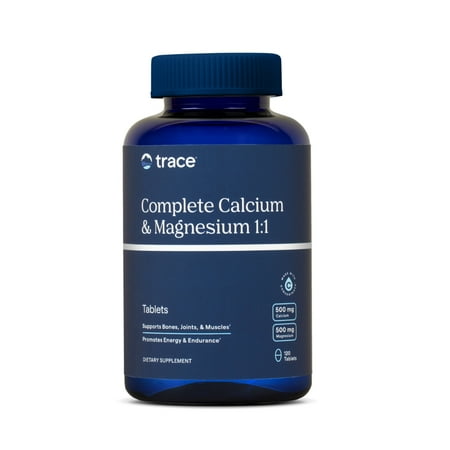 Trace Minerals Complete Calcium & Magnesium 1:1 - Calcium Magnesium Tablets for Bone Health & Immune System Support - Includes ConcenTrace- Gluten-Free & Vegetarian - 120 Count (30 Servings)
