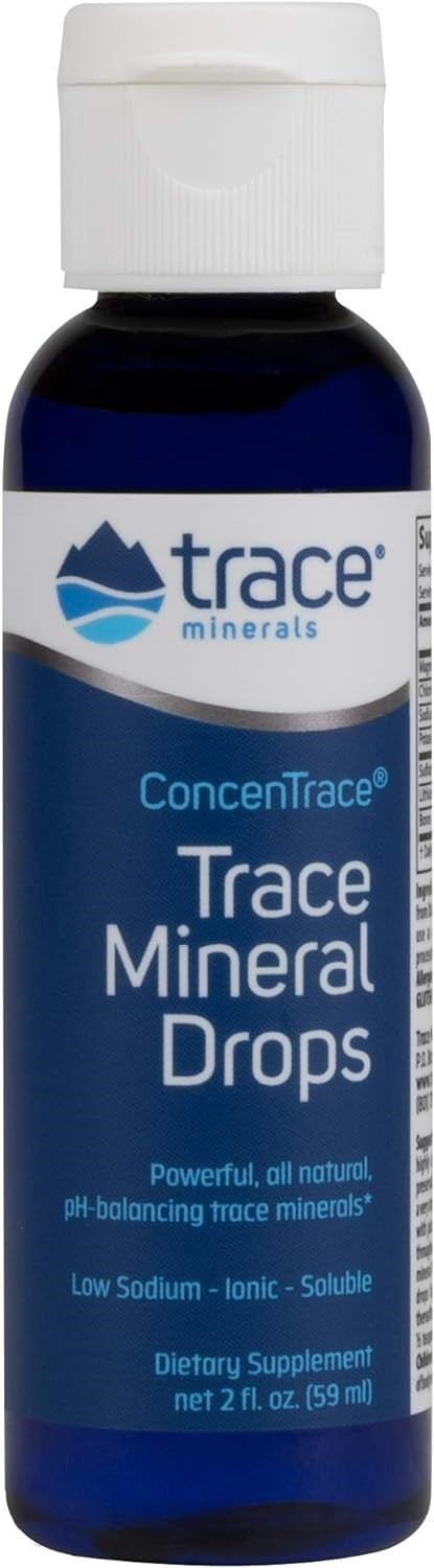 Trace Minerals ConcenTrace Drops | Full Spectrum Minerals | Ionic Liquid Magnesium, Chloride, Potassium | Low Sodium | Energy, Electrolytes, Hydration | 24 Day Supply, 2 fl oz (Pack of 1)