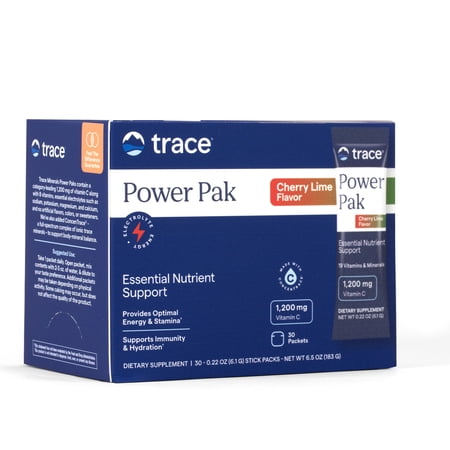Trace Minerals Power Pak - Multivitamin Packets for Essential Nutrient Support - Hydration, Immunity & Energy - Natural Vitamins & Minerals - Cherry Lime - 30 Count (30 Servings)