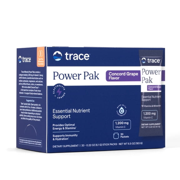Trace Minerals Power Pak Multivitamin and Multimineral with 1200mg of Vitamin C 30 ct - Concord Grape