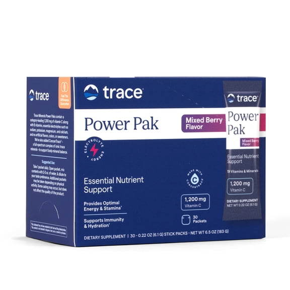 Trace Minerals Power Pak - Multivitamin Packets for Essential Nutrient Support - Hydration, Immunity & Energy - Natural Vitamins & Minerals - Mixed Berry - 30 Count (30 Servings)