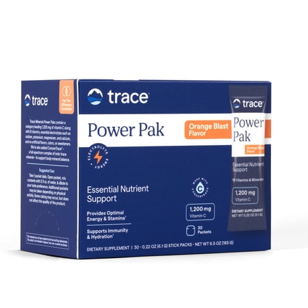 Trace Minerals Power Pak Multivitamin and Multimineral with 1200mg of Vitamin C 30 ct - Orange Blast Flavor