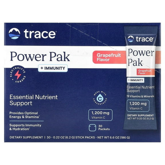 Trace Minerals Electrolyte Stamina Power Pak + Immunity - Grapefruit 30 Packets Box