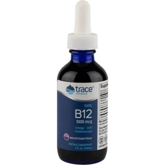 Trace Minerals | Liquid Ionic Vitamin B12 1000 mcg | Dietary Supplement Powerd by Concentrace Full Spectrum Ionic Minerals | 2 fl oz, 59 Servings