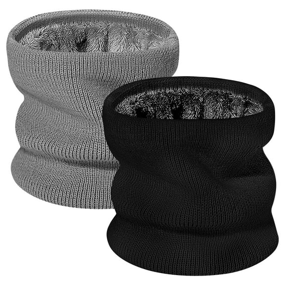 Trace Kasa 2 Packs Winter Neck Warmer: Warm Neck Gaiter for Men Women Knit Fleece Scarf Gaiter Thick Windproof Cold Weather, Grey