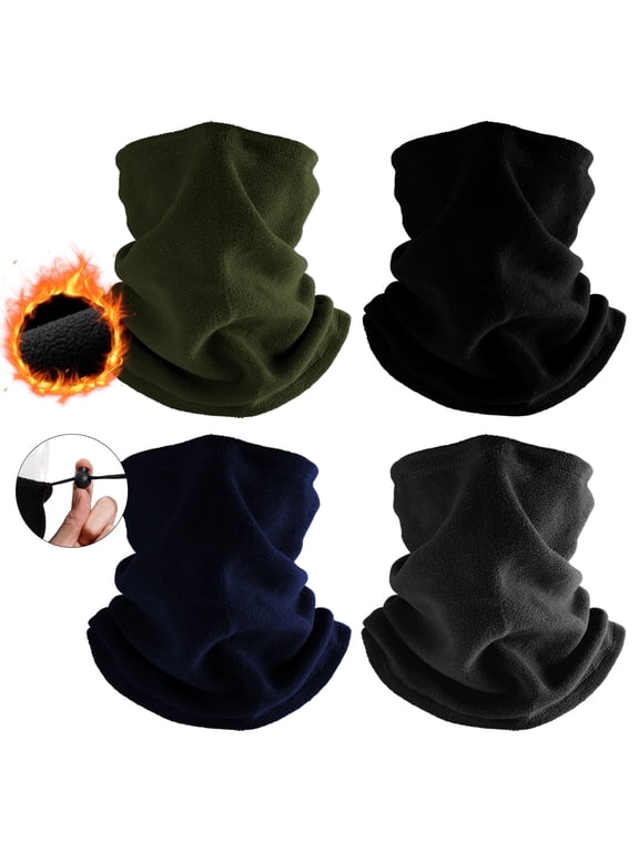 4 Pack Winter Neck Warmer Neck Gaiter Windproof Balaclava Face Ski Mask, Black&Navy&Green&Gray