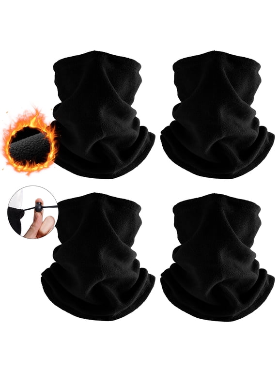 4 Pack Winter Neck Warmer Neck Gaiter Windproof Balaclava Face Ski Mask, Black