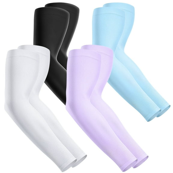 Trace Kasa 4 Pairs Cooling Compression Arm Sleeve Sun Protection Arm Sleeves for Men Women for Sports