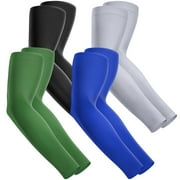 TRACE KASA 4 Pairs Cooling Compression Arm Sleeve Sun Protection Arm Sleeves for Men Women for Sports