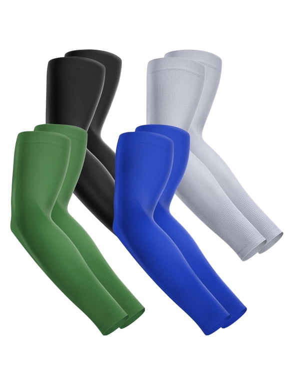 4 Pairs Cooling Compression Arm Sleeve Sun Protection Arm Sleeves for Men Women for Sports