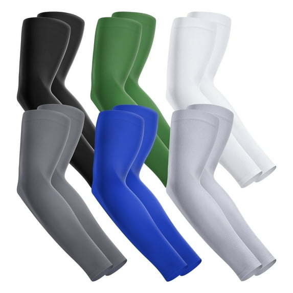 Trace Kasa 6 Pairs Cooling Arm Compression Sleeve Sun Protection Arm Sleeves for Men Women for Sports