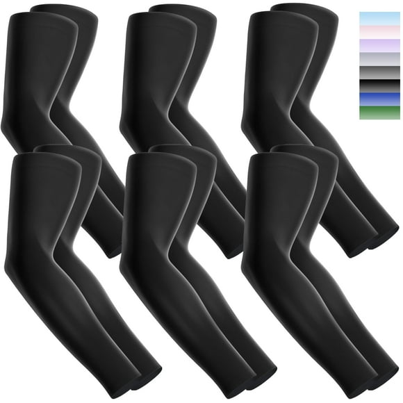 Trace Kasa 6 Pairs Cooling Compression Arm Sleeve Sun Protection Arm Sleeves for Men Women for Sports