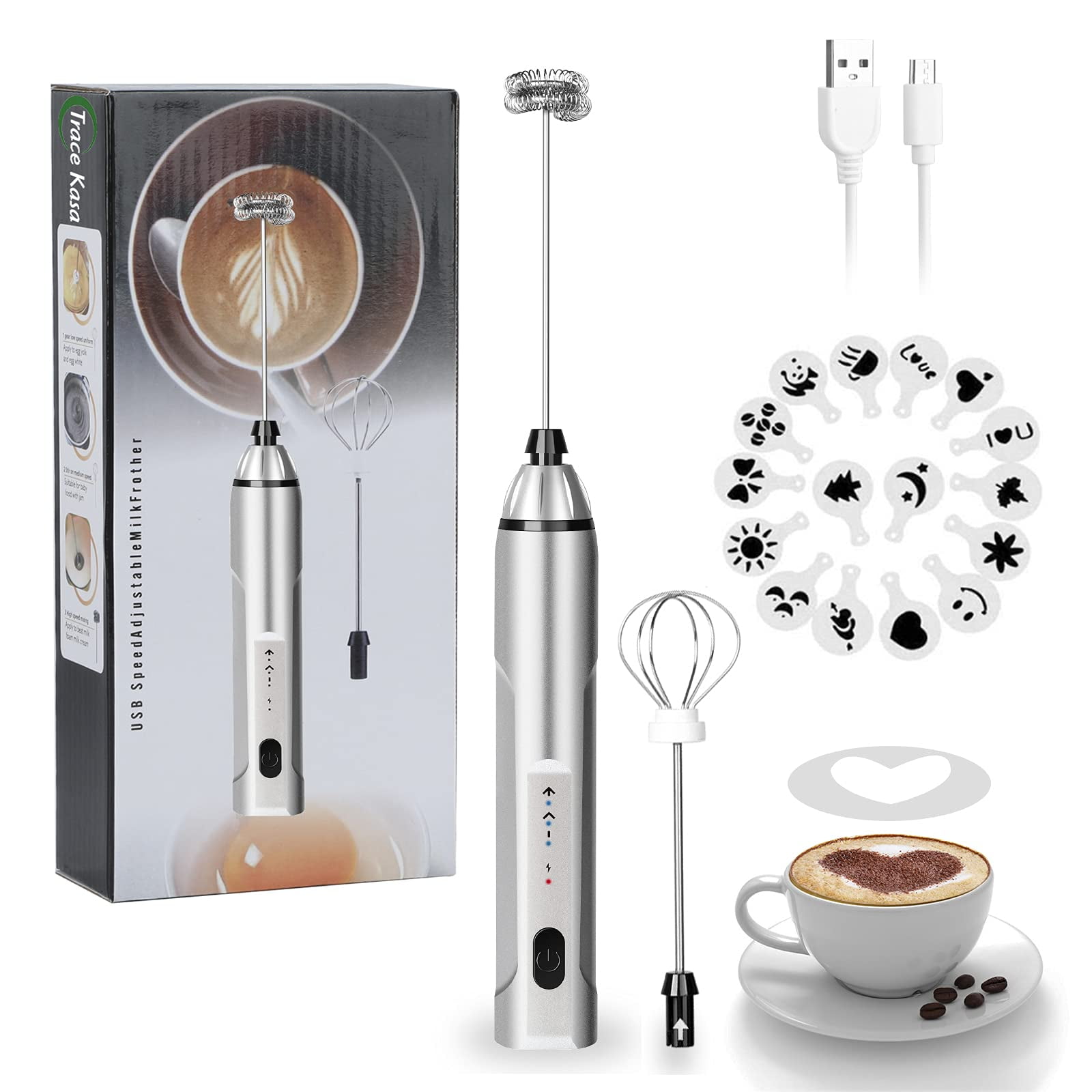 Widdies Womans Coffee Themed Gift Set, Includes Electric Milk Frother