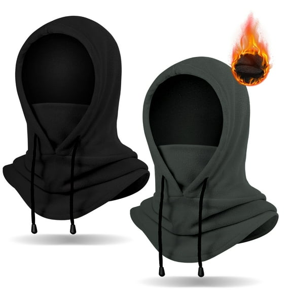 Trace Kasa Winter Balaclava Ski Mask: Fleece Hood Hat Balaclava Face Mask Men Women Warm Face Cover for Cold Weather Gear, 2 Pack Black
