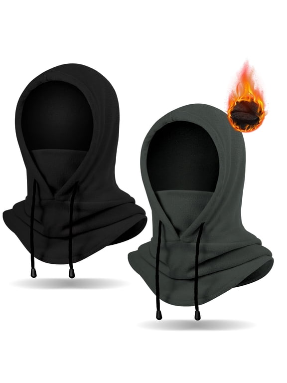 Winter Balaclava Ski Mask: Fleece Hood Hat Balaclava Face Mask Men Women Warm Face Cover for Cold Weather Gear, 2 Pack Black