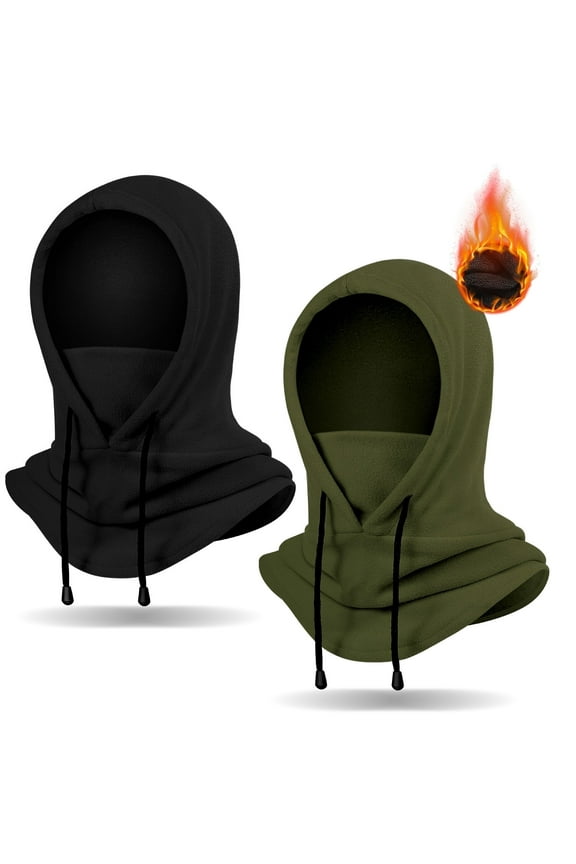 Winter Balaclava Ski Mask: Fleece Hood Hat Balaclava Face Mask Men Women Warm Face Cover for Cold Weather Gear, 2 Pack Green